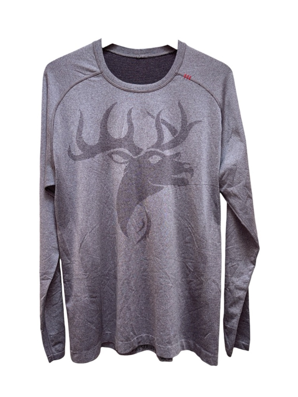 Lululemon Men's Gray Long-Sleeve Graphic Deer Metal Tech Performance Shirt XL